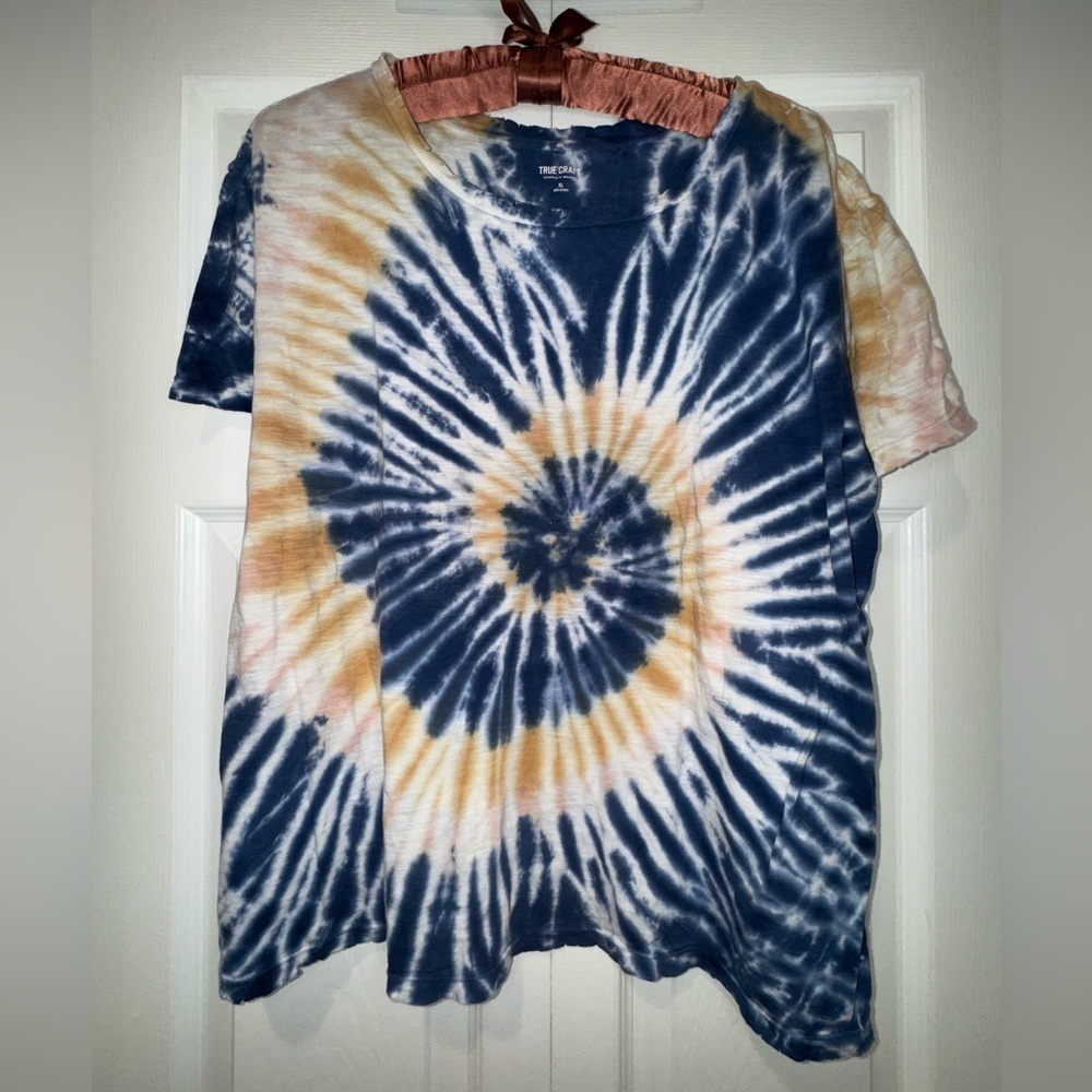 True Craft Tie-Dye T-Shirt – Navy, Tan & White – XL